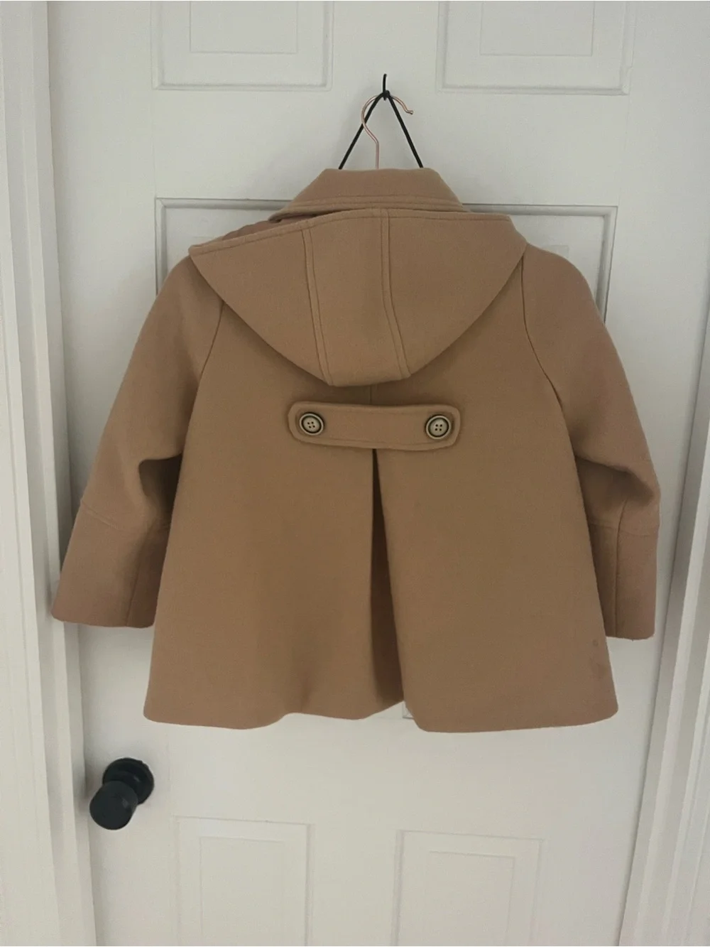 Kids Hooded Wool-Blend Coat in Camel
